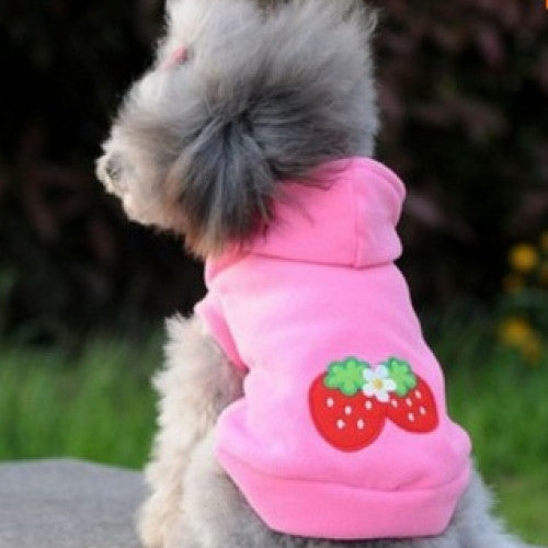 Lovely Pet Puppy Dog Strawberry Hoodies Apparel Warm Coat Jacket