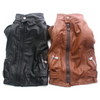 Black/Brown Leather Dog Coat Jacket Zipper Design